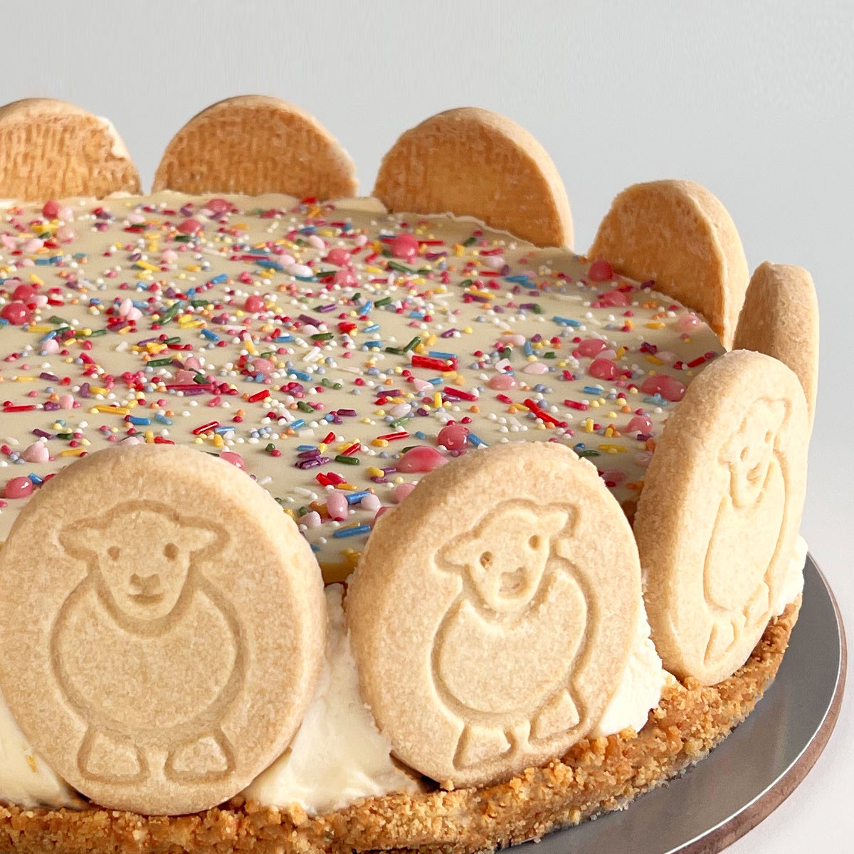 Lemon, co bake, cheesecake, with a white chocolate bark and Herdy shortbread