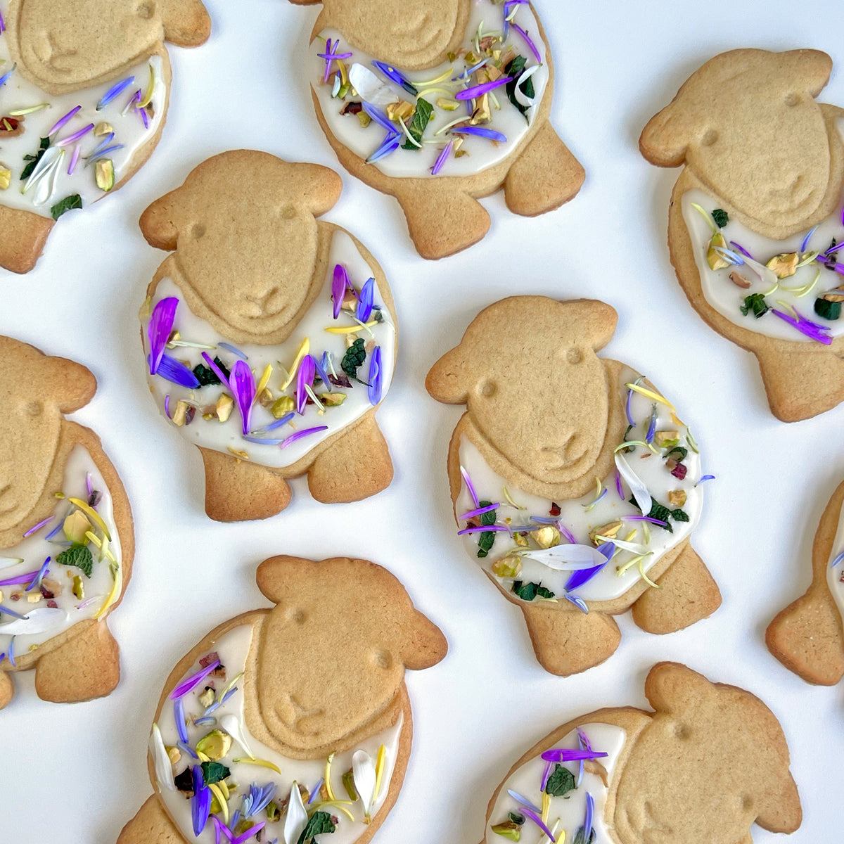 Herdy Floral Sugar Cookies, Made with edible flowers and royal icing