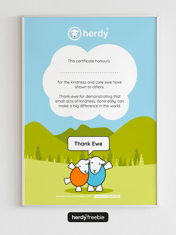 Herdy® Freebie Acts Of Kindness Certificate - Digital Download