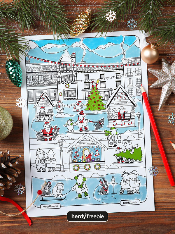 Herdy® Freebie Christmas Market Colouring In - Digital Download
