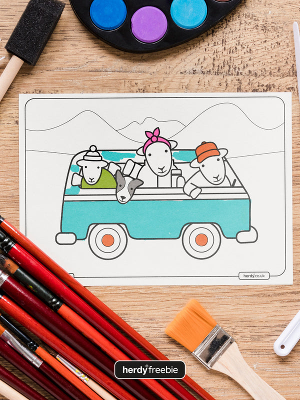Herdy® Freebie Campervan Colouring Card - Digital Download