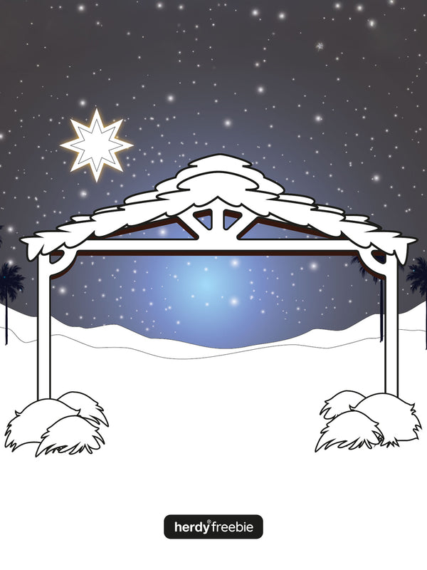 Herdy® Freebie Christmas Nativity Black & White Backdrop - Digital Download