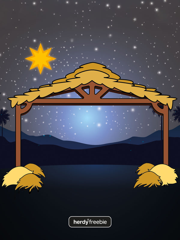 Herdy® Freebie Christmas Nativity Coloured Backdrop - Digital Download