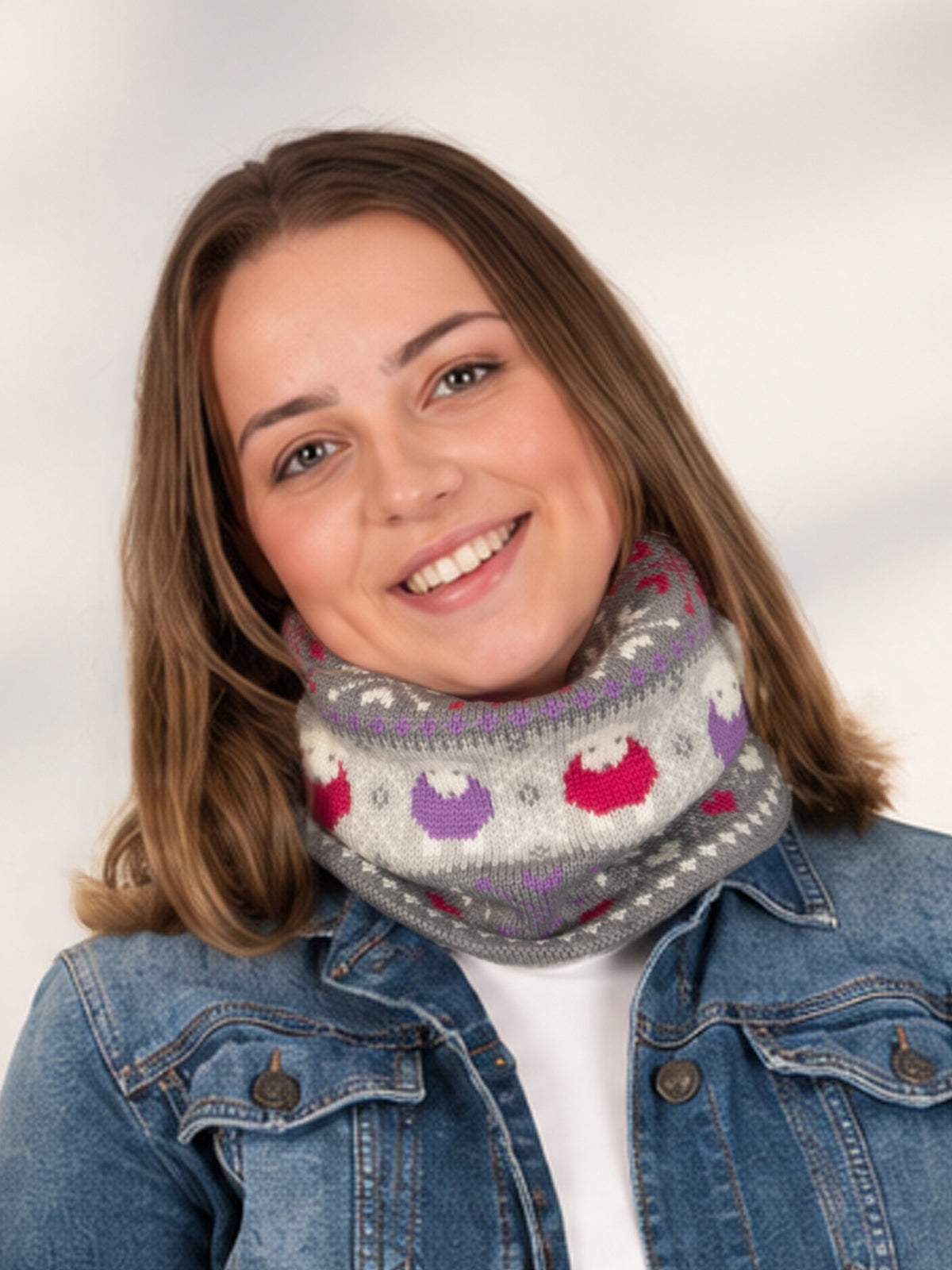 Fair Isle Neck Warmer - Dark Grey