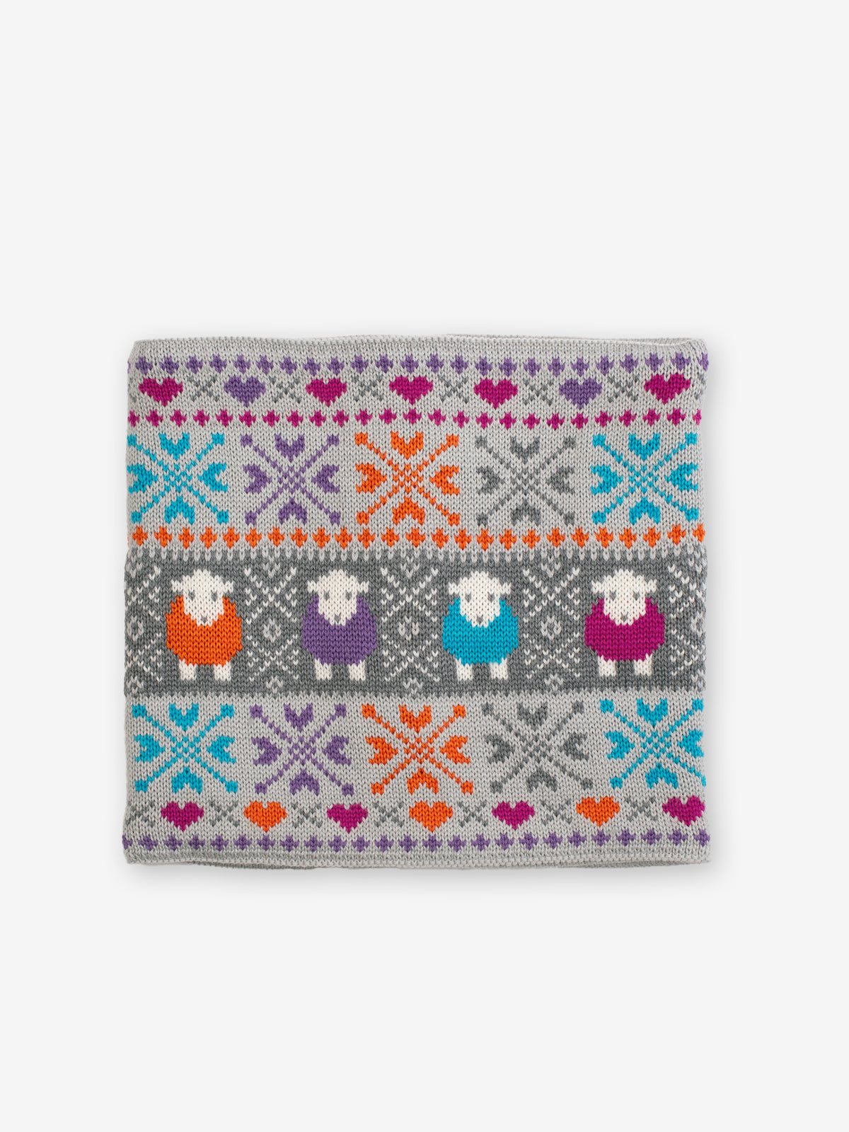 Fair Isle Neck Warmer - Light Grey