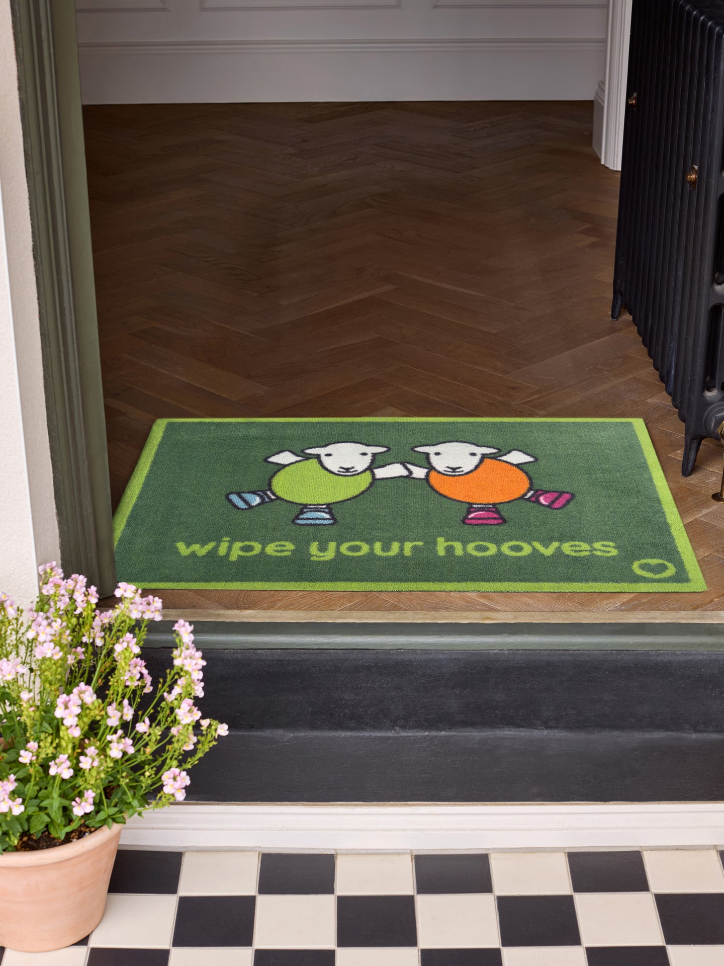 Wipe your Hooves Herdy Hug Rug